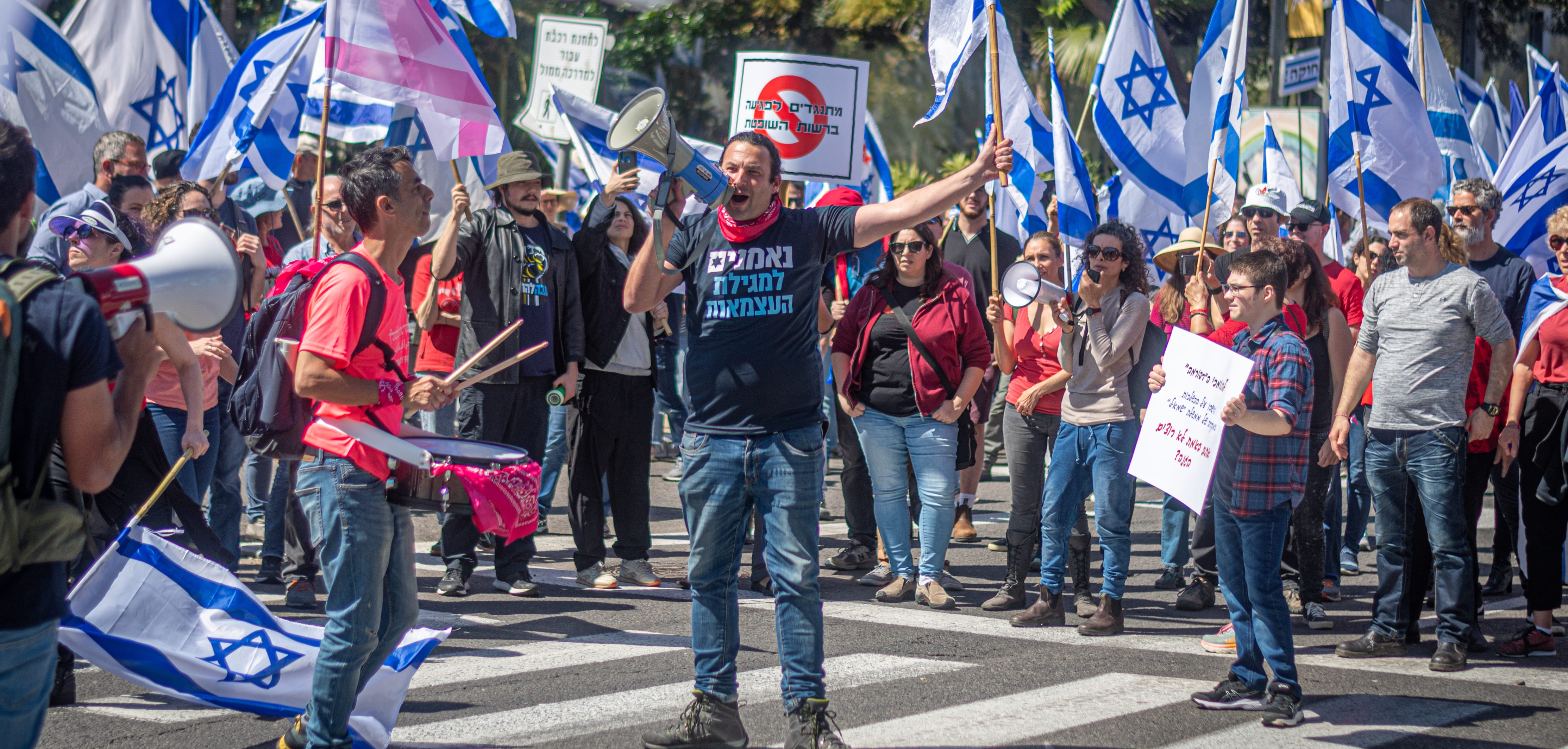 Civilian protests in the city of Rehovot Israel against the planned changes of Israeli government to the high court of justice